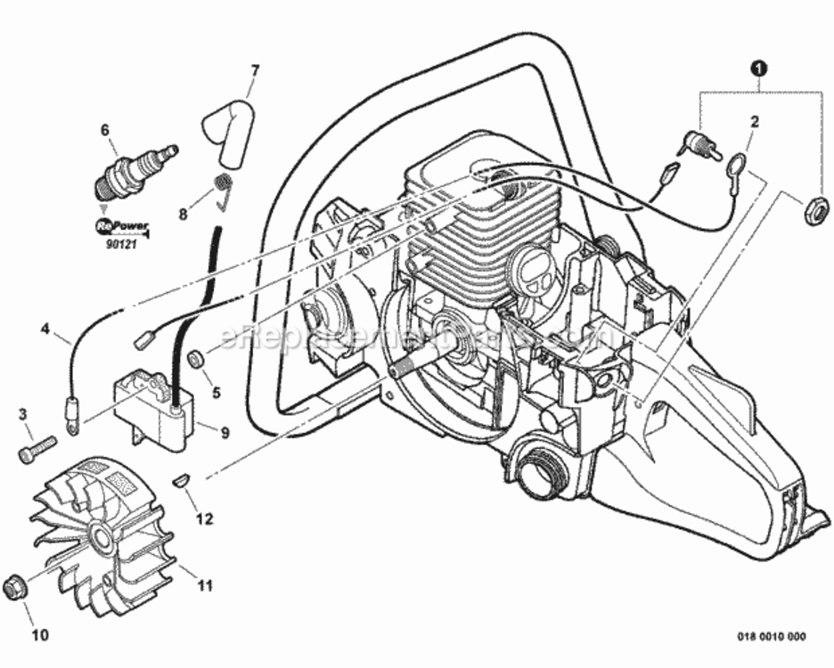 Ignition Diagram and Parts List for CS-310 C23926001001 - C23926999999 Echo Chainsaw