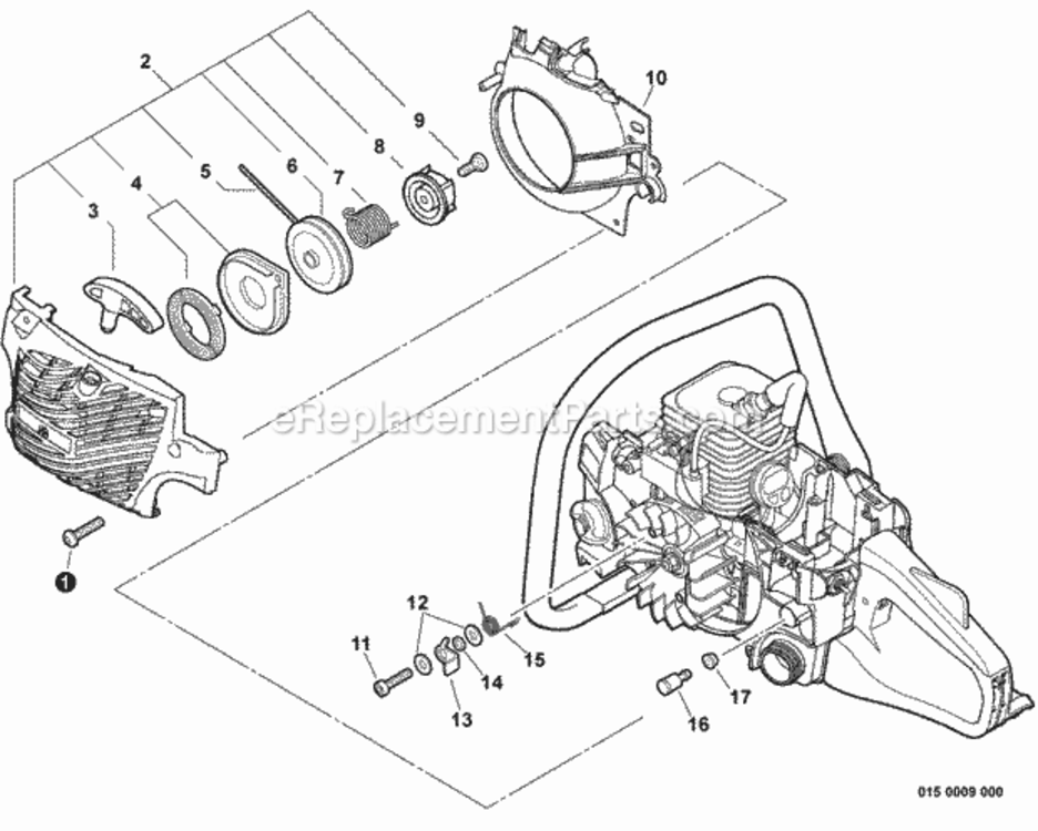 Starter Diagram and Parts List for CS-310 C23926001001 - C23926999999 Echo Chainsaw