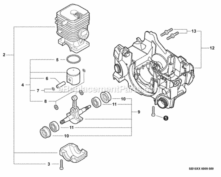 Engine_Engine_Housing Diagram and Parts List for CS-310 C23926001001 - C23926999999 Echo Chainsaw