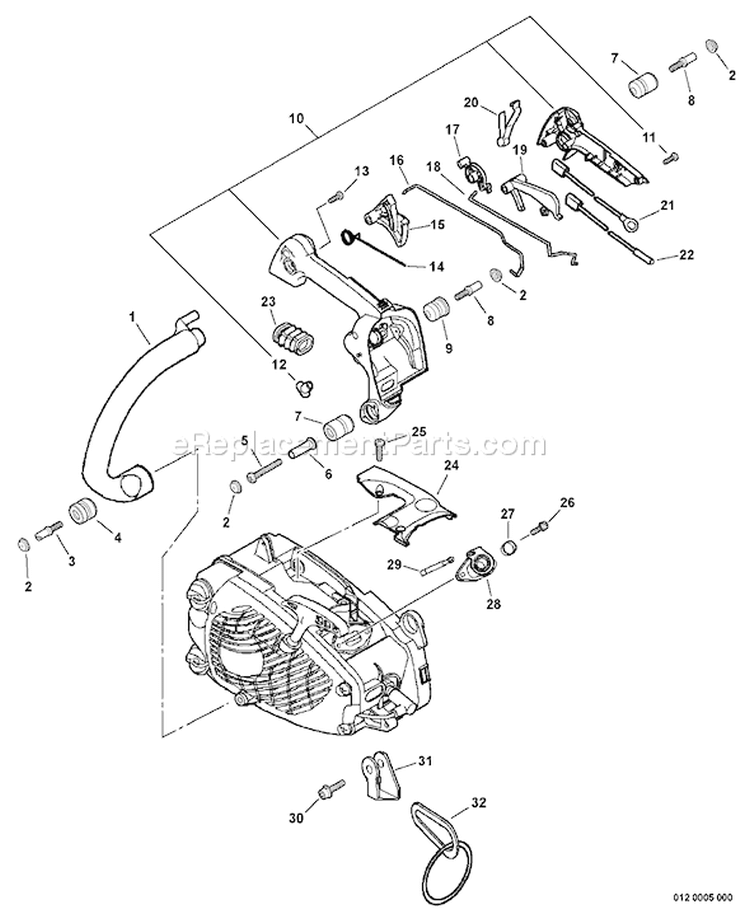 Page H Diagram and Parts List for CS-330T 10001001 - 10999999 Echo Chainsaw