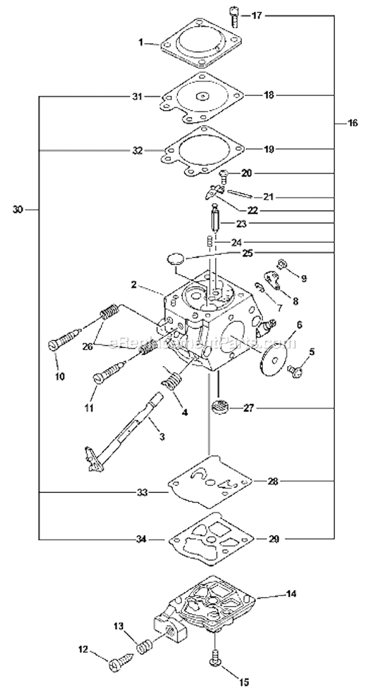 Page A Diagram and Parts List for CS-3400 Type 1 Echo Chainsaw