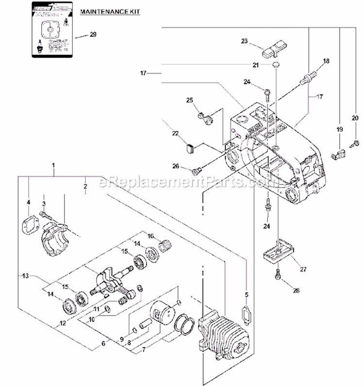 Page E Diagram and Parts List for CS-3400 Type 1 Echo Chainsaw