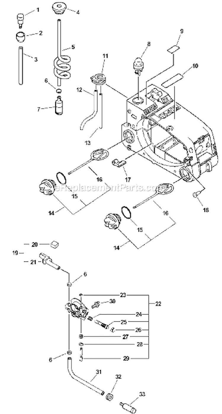 Page F Diagram and Parts List for CS-3400 Type 1 Echo Chainsaw
