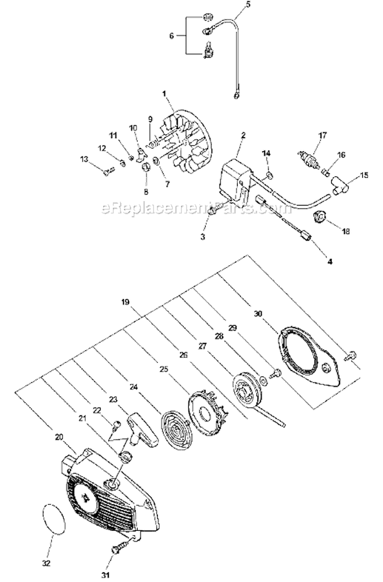 Page H Diagram and Parts List for CS-3400 Type 1 Echo Chainsaw