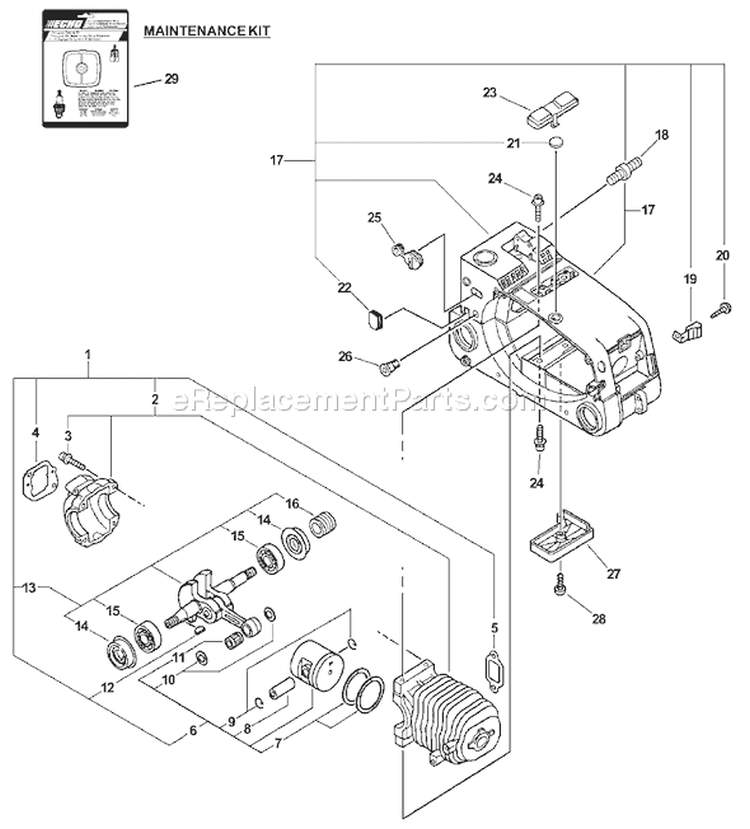 Page D Diagram and Parts List for CS-3400 Type 1E Echo Chainsaw