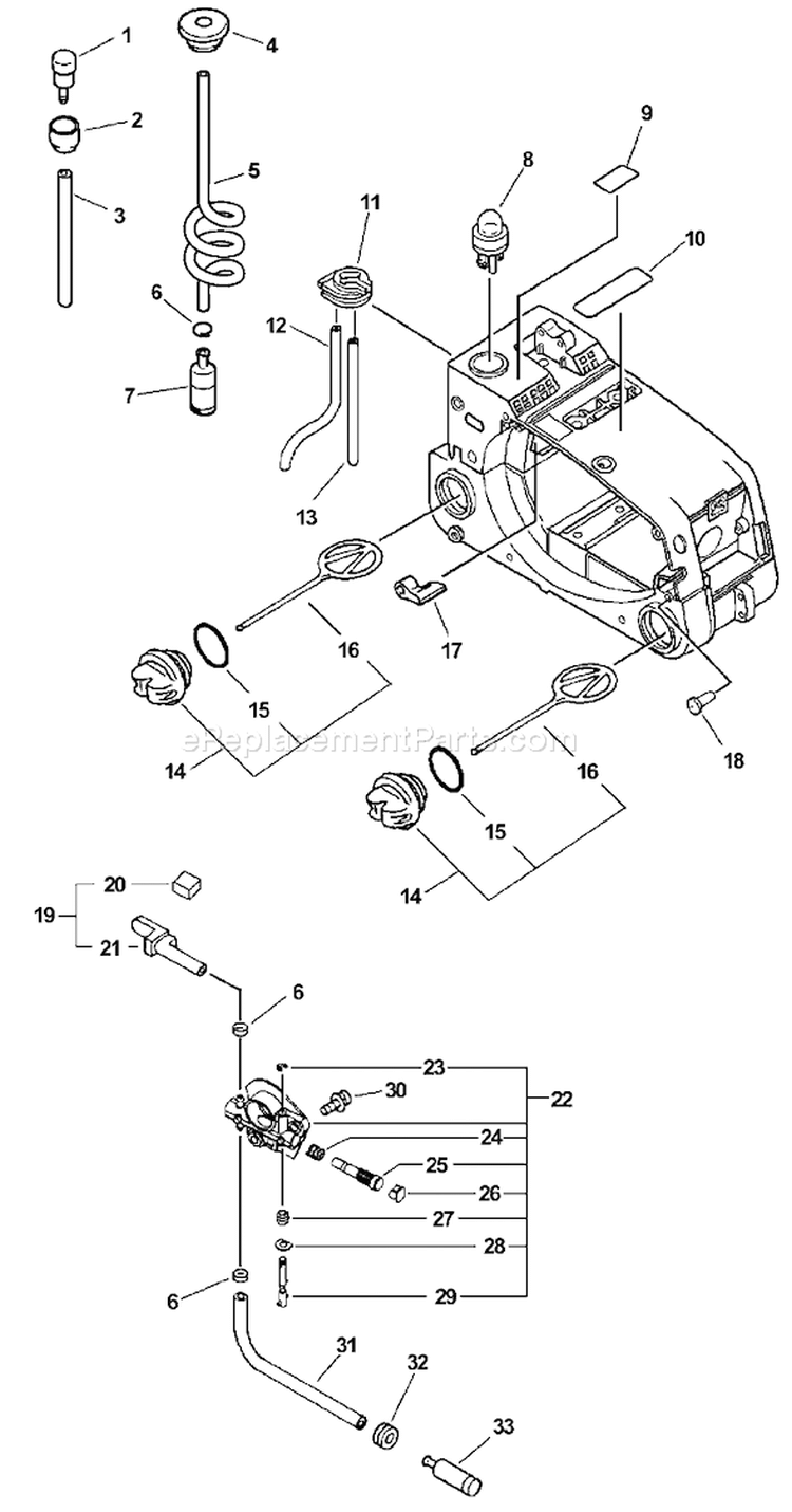 Page E Diagram and Parts List for CS-3400 Type 1E Echo Chainsaw