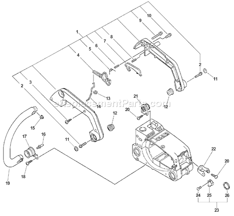 Page F Diagram and Parts List for CS-3400 Type 1E Echo Chainsaw