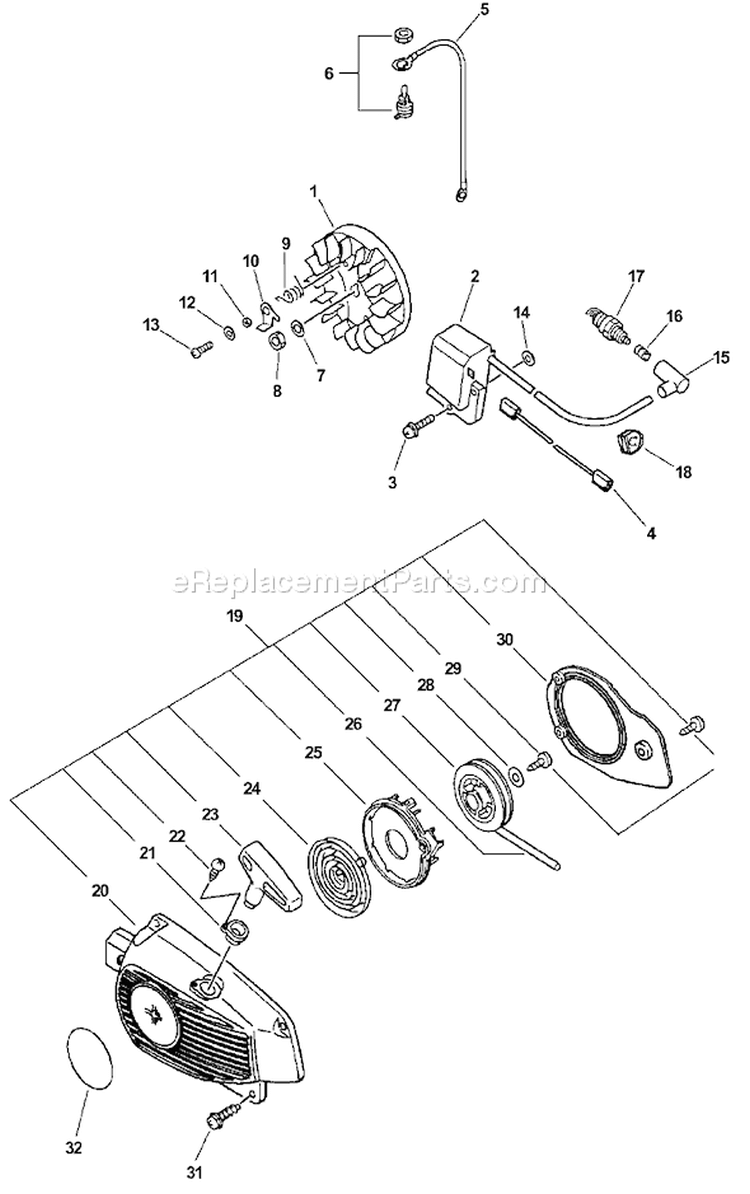 Page G Diagram and Parts List for CS-3400 Type 1E Echo Chainsaw