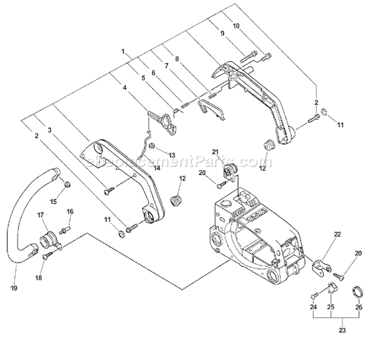 Page F Diagram and Parts List for CS-340 03001001 - 03999999 Echo Chainsaw