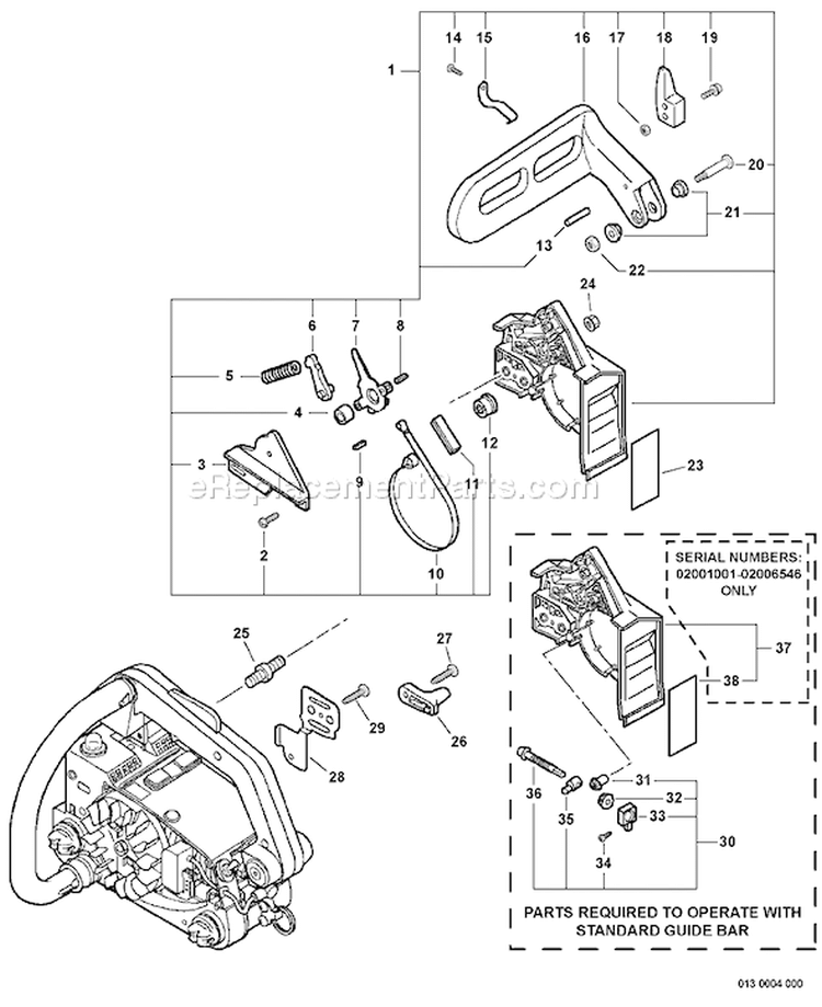 Page B Diagram and Parts List for CS-341 02001001 - 02999999 Echo Chainsaw