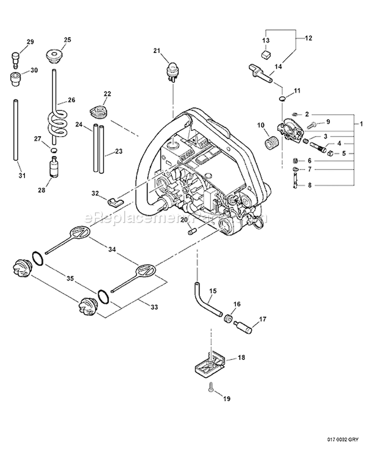 Page J Diagram and Parts List for CS-341 02001001 - 02999999 Echo Chainsaw