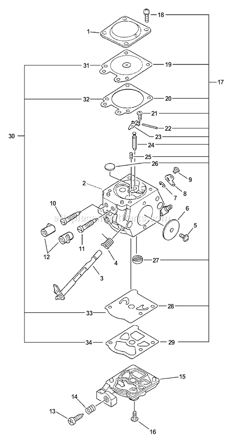 Page A Diagram and Parts List for CS-3450 Type 1 -After S/N 025667 Echo Chainsaw
