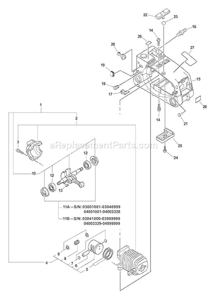 Page D Diagram and Parts List for CS-345 03001001 - 03999999 Echo Chainsaw