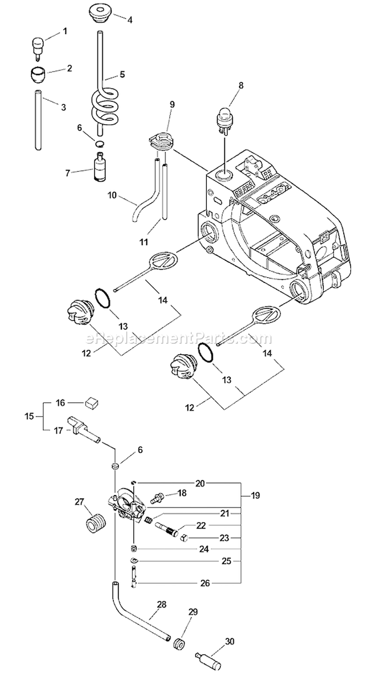 Page E Diagram and Parts List for CS-345 03001001 - 03999999 Echo Chainsaw
