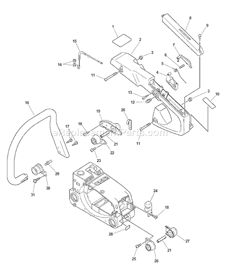 Page F Diagram and Parts List for CS-345 03001001 - 03999999 Echo Chainsaw