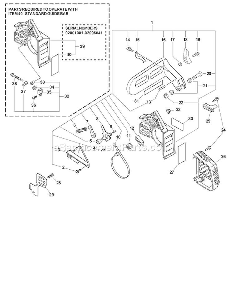 Page B Diagram and Parts List for CS-346 02001001-02006473 Echo Chainsaw