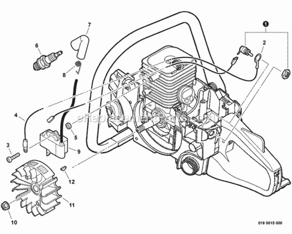 Ignition Diagram and Parts List for CS-352 C19813001001 - C19813999999 Echo Chainsaw
