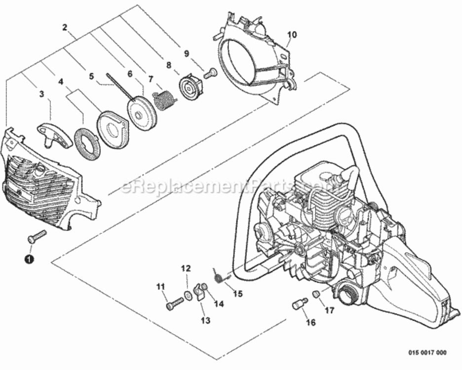 Starter Diagram and Parts List for CS-352 C19813001001 - C19813999999 Echo Chainsaw