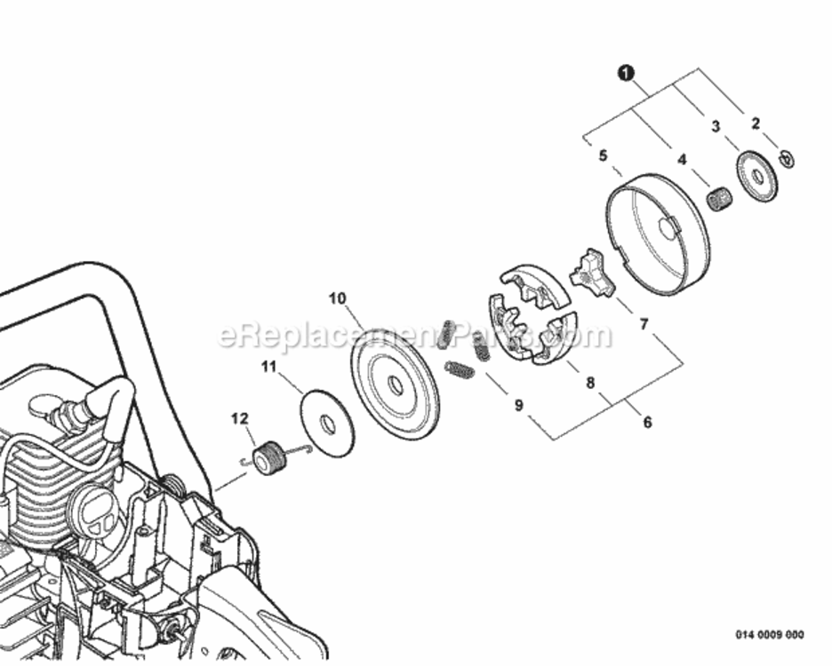 Clutch Diagram and Parts List for CS-352 C19813001001 - C19813999999 Echo Chainsaw