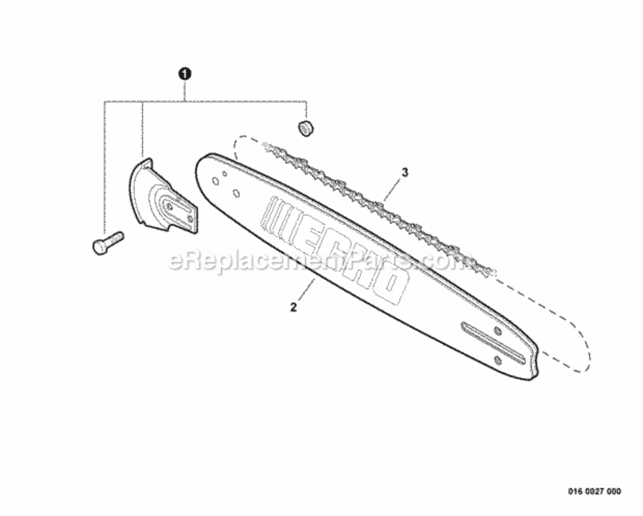 Guide_Bar_Saw_Chain_Kick_Guard Diagram and Parts List for CS-352 C19813001001 - C19813999999 Echo Chainsaw
