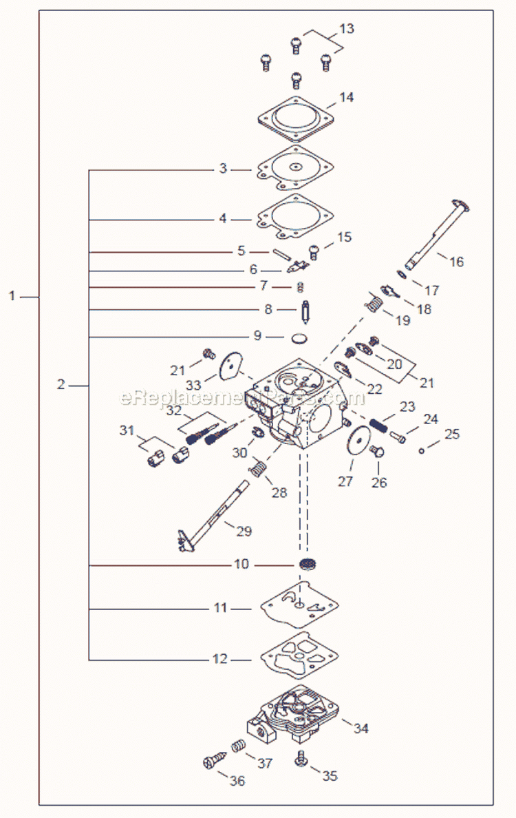 Page D Diagram and Parts List for CS-352  Echo Chainsaw