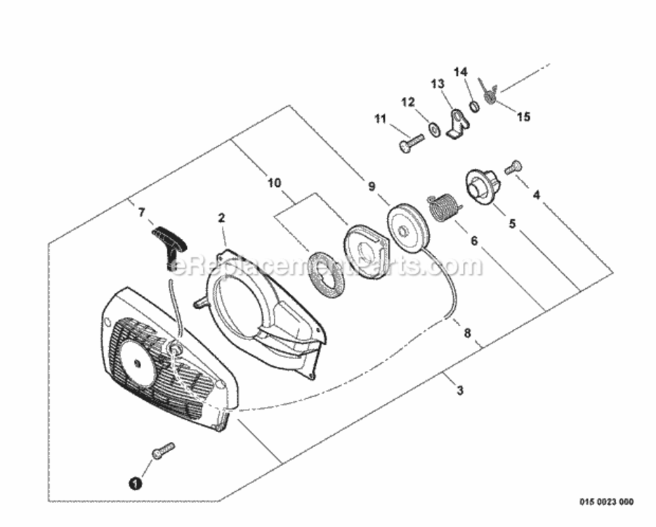 Starter Diagram and Parts List for CS-355T C23512001001 - C23512999999 Echo Chainsaw