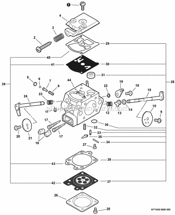 Carburetor_--_Wt-1049 Diagram and Parts List for CS-355T C23512001001 - C23512999999 Echo Chainsaw