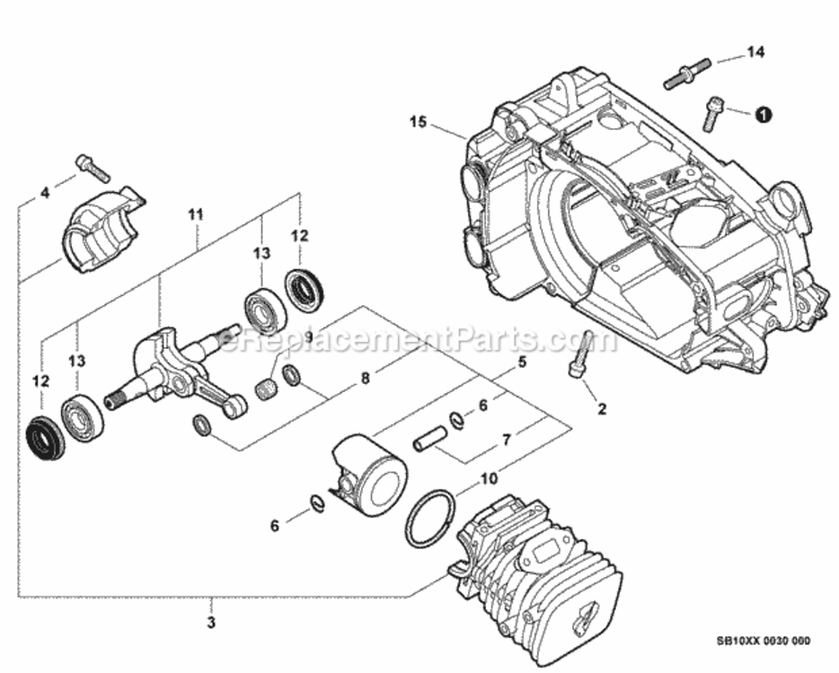 Engine_Engine_Cover Diagram and Parts List for CS-355T C23512001001 - C23512999999 Echo Chainsaw