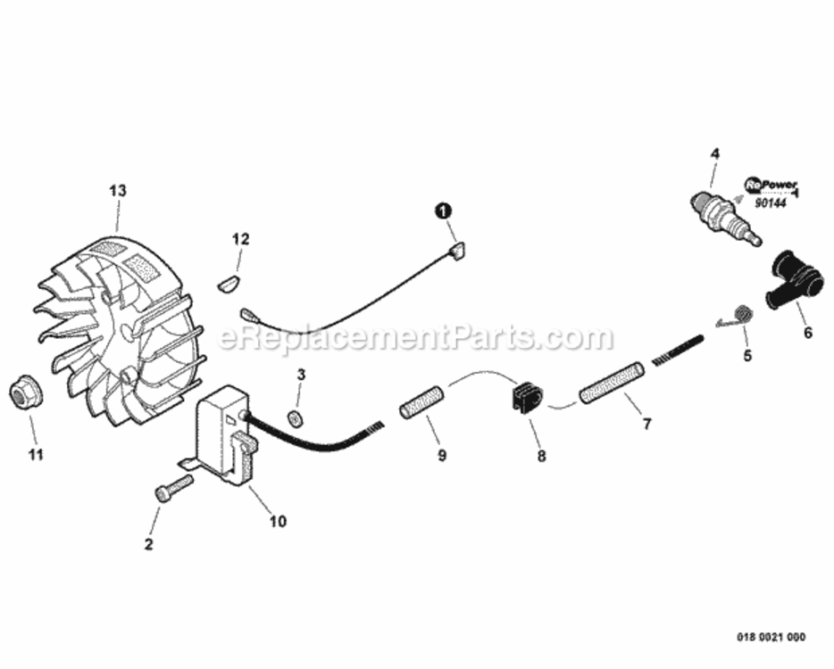Ignition Diagram and Parts List for CS-355T C23512001001 - C23512999999 Echo Chainsaw