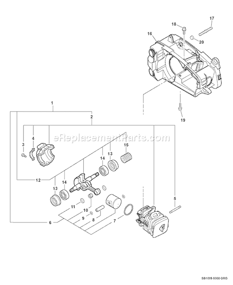 Page F Diagram and Parts List for CS-360T C09713001001 - C09713999999 Echo Chainsaw