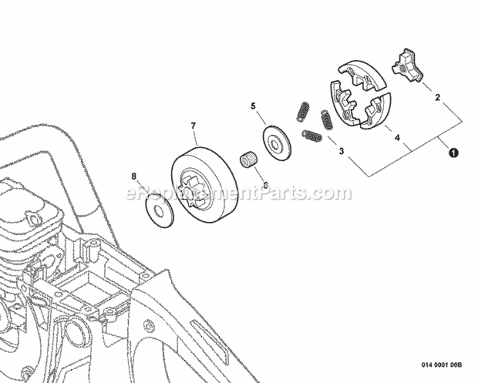 Clutch Diagram and Parts List for CS-370F C27512001001 - C27512999999 Echo Chainsaw
