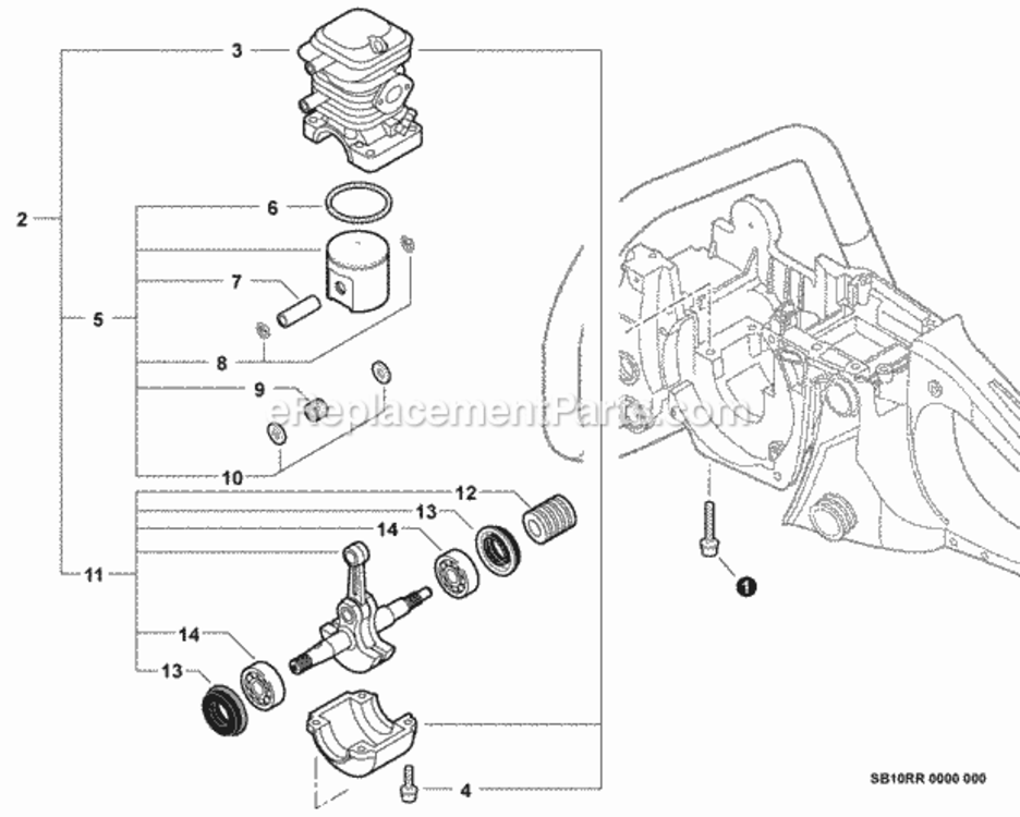 Engine_Short_Block Diagram and Parts List for CS-370F C27512001001 - C27512999999 Echo Chainsaw