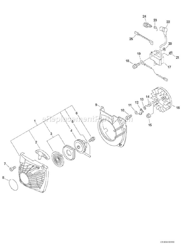 Page K Diagram and Parts List for CS-370 10002001 - 10999999 Echo Chainsaw