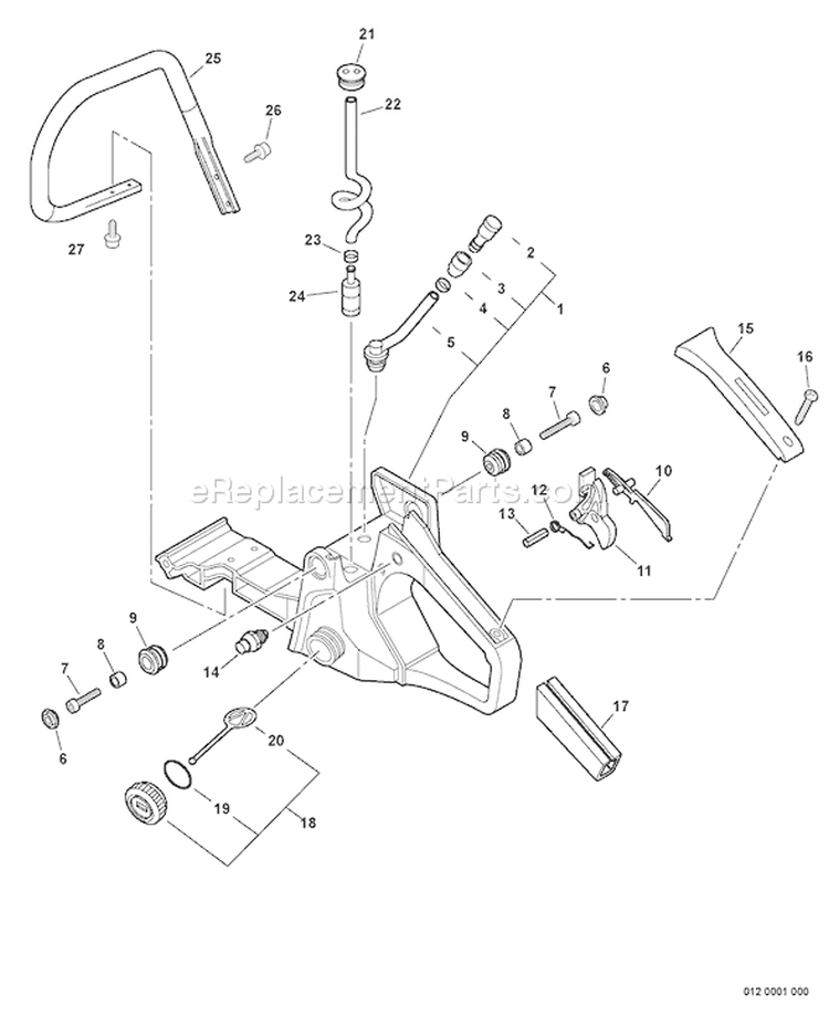 Page H Diagram and Parts List for CS-370 10002001 - 10999999 Echo Chainsaw