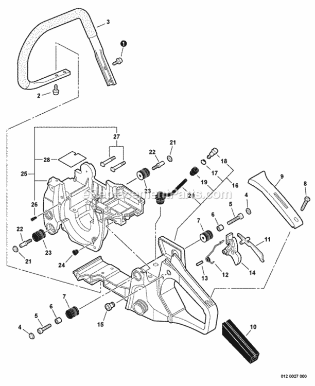 Handles_Throttle_Control_Engine_Cover Diagram and Parts List for CS-400F C28013001001 - C28013999999 Echo Chainsaw