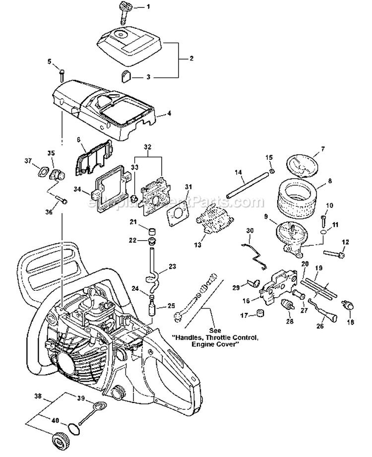 Intake, Cylinder Cover, Ignition Switch, Fuel System Diagram and Parts List for CS-400 C09212001001 - C09212999999 Echo Chainsaw