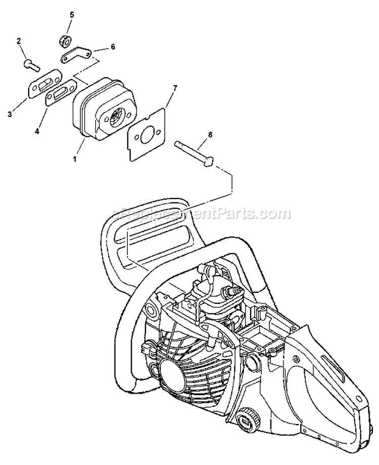 Exhaust Diagram and Parts List for CS-400 C09212001001 - C09212999999 Echo Chainsaw