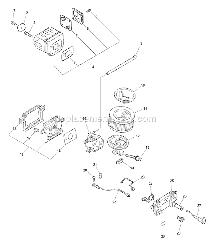 Page E Diagram and Parts List for CS-4400 Type 1E -After S/N 101001 Echo Chainsaw