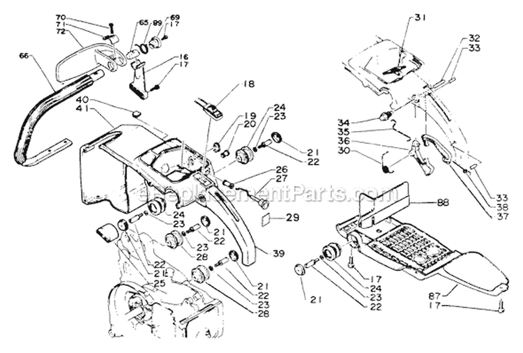 Handles, Rear/Front Diagram and Parts List for CS-440EVL  Echo Chainsaw