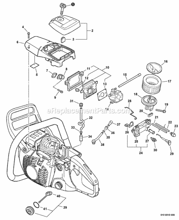 Intake_Cylinder_Cover_Ignition_Switch_Fuel_System Diagram and Parts List for CS-450P C06413001001 - C06413999999 Echo Chainsaw