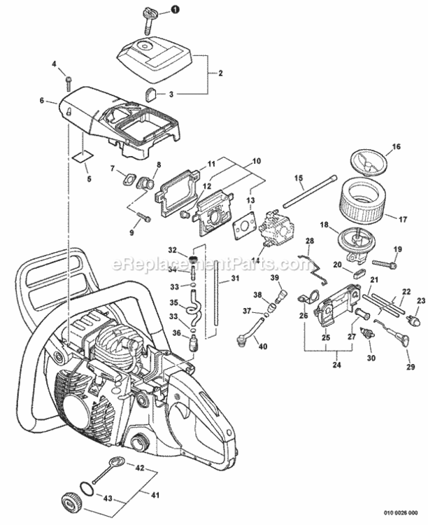 Intake_Cylinder_Cover_Ignition_Switch_Fuel_System Diagram and Parts List for CS-450P C06413001001 - C06413999999 Echo Chainsaw