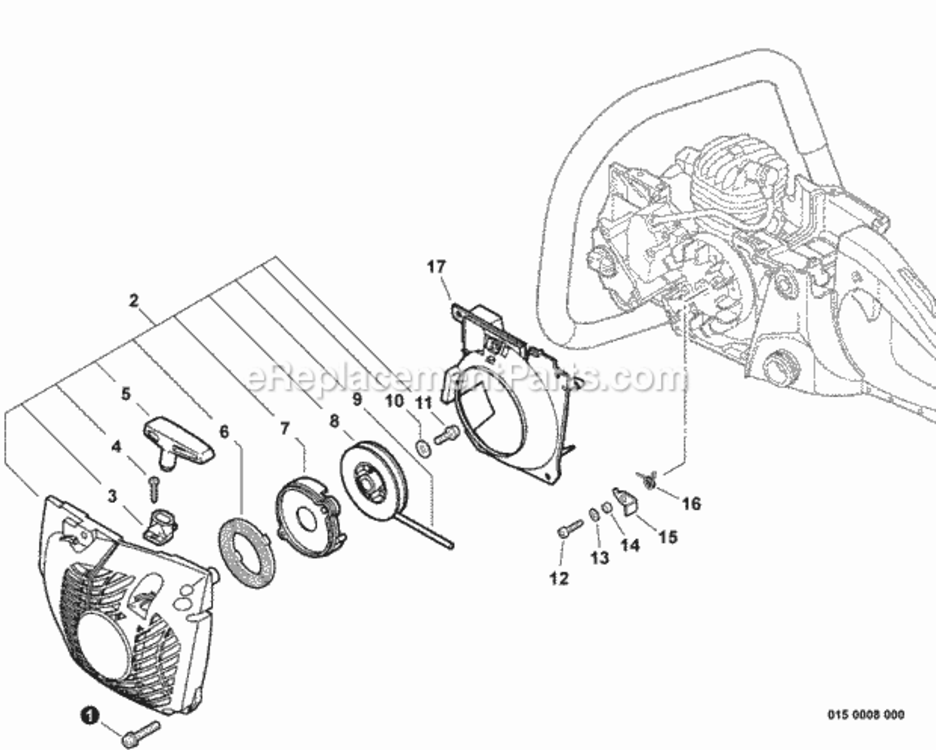 Starter Diagram and Parts List for CS-450P C06413001001 - C06413999999 Echo Chainsaw