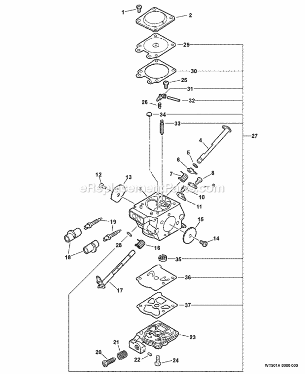 Carburetor_--_Wt-901A Diagram and Parts List for CS-450P C06413001001 - C06413999999 Echo Chainsaw