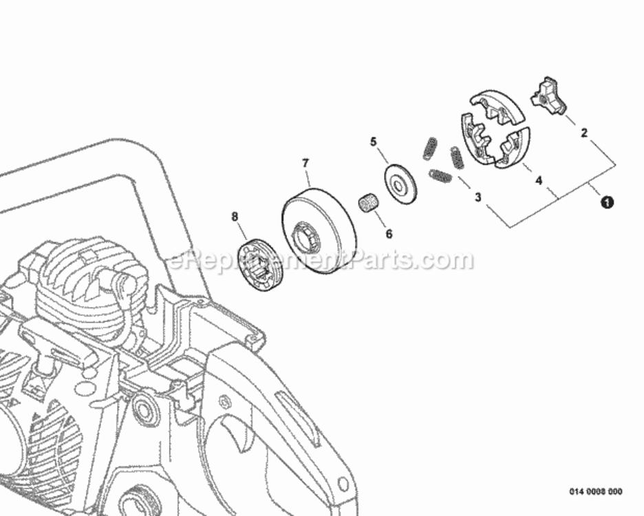 Clutch Diagram and Parts List for CS-450P C06413001001 - C06413999999 Echo Chainsaw