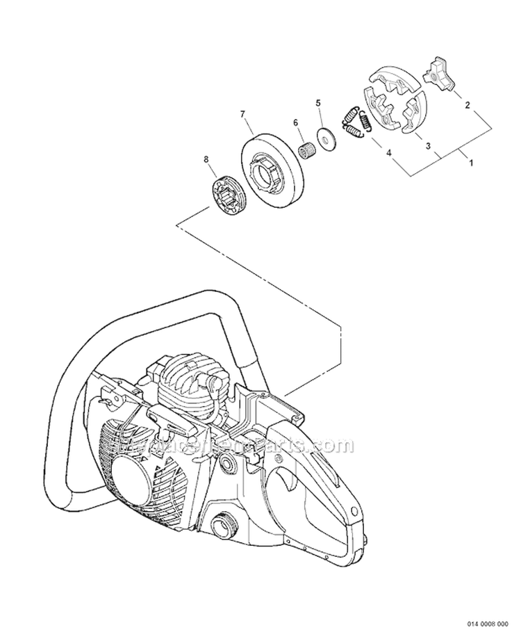 Page D Diagram and Parts List for CS-450 C05713001001-C05713999999 Echo Chainsaw