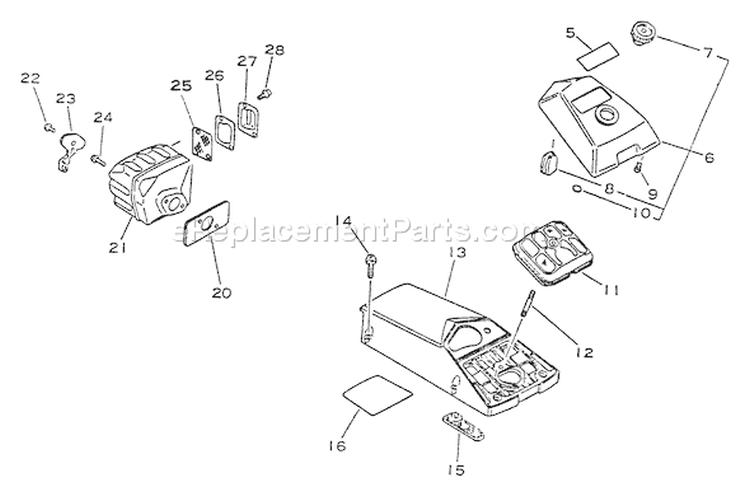 Page E Diagram and Parts List for CS-4600 001001 - 027191 Echo Chainsaw