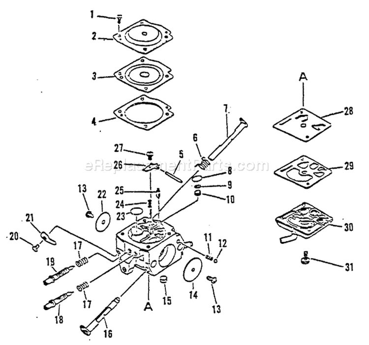 Page A Diagram and Parts List for CS-4600 0027192 - 0033240 Echo Chainsaw