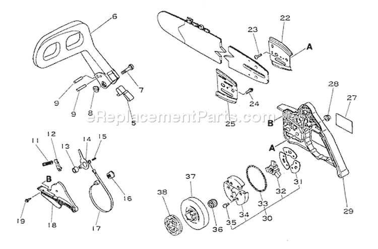 Page B Diagram and Parts List for CS-4600 0027192 - 0033240 Echo Chainsaw