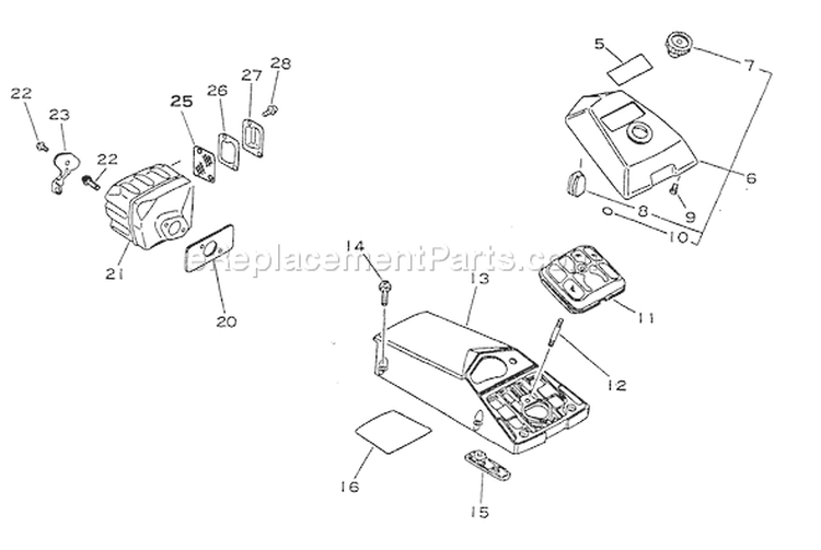 Page D Diagram and Parts List for CS-4600 0027192 - 0033240 Echo Chainsaw