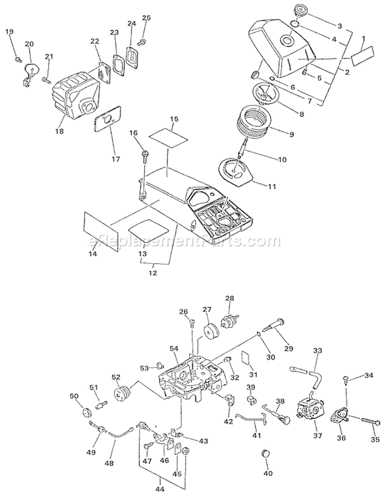 Page E Diagram and Parts List for CS-5000  Echo Chainsaw